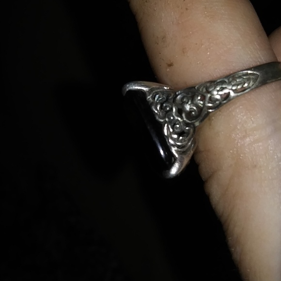 Vintage Cognac Brown Emerald cushion .925 ring - Picture 3 of 4